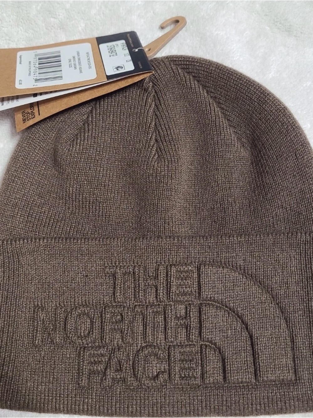 The North Face Urban Embossed Cuffed Beanie Smokey Brown toboggan New With Tags